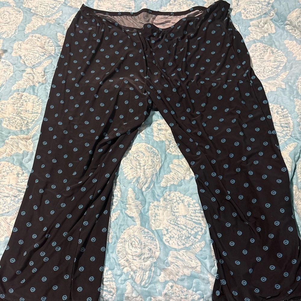 George Black Leggings/PJ Pants w/ Blue Pattern with lace on bottom of legs-16/18